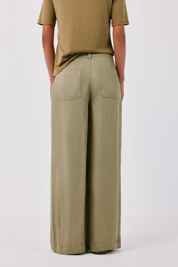 Cortefiel Fluid wide trousers Green