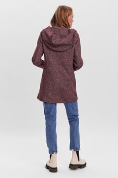 Cortefiel Hooded long-sleeved coat Plum