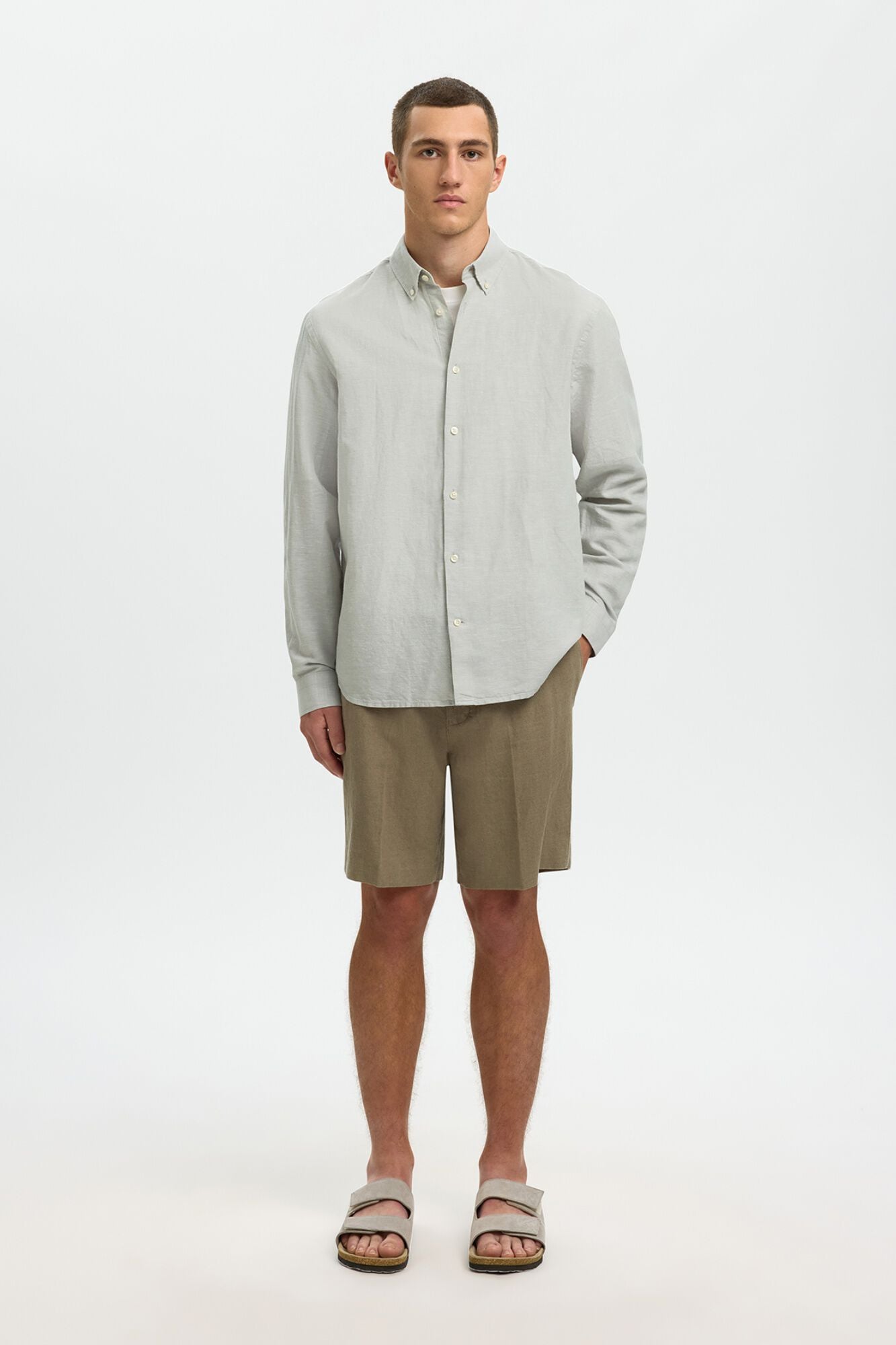 Selected Camisa de manga comprida em linho