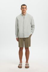 Selected Camisa de manga comprida em linho Verde