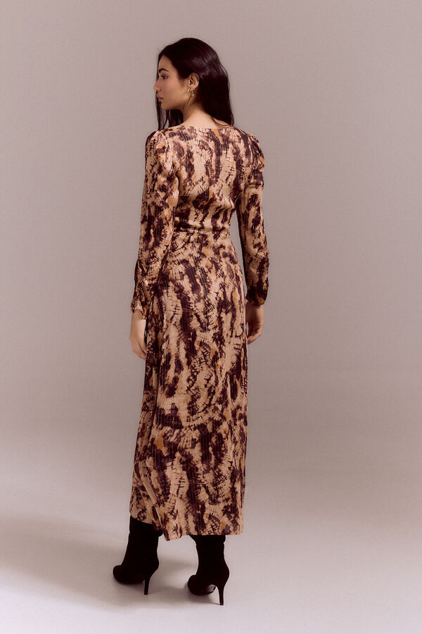 Cortefiel Tie dye print dress Printed brown