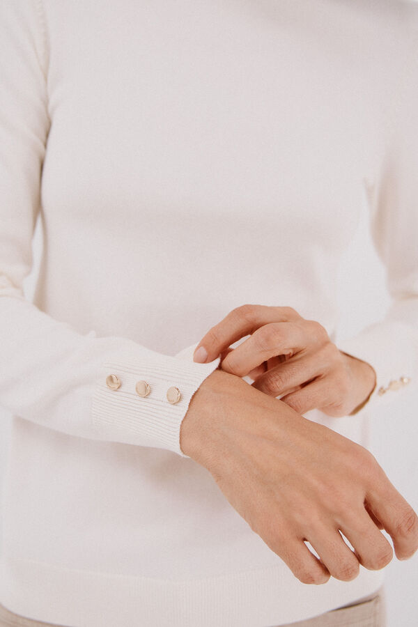 Cortefiel Short-sleeved jumper Ivory
