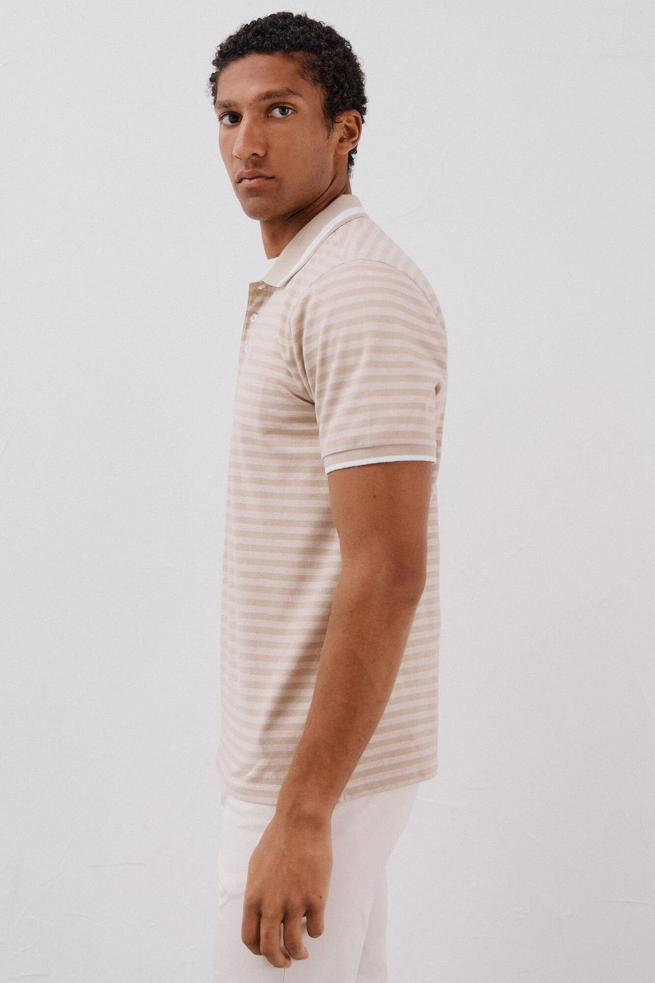 Cortefiel Oxford striped polo shirt