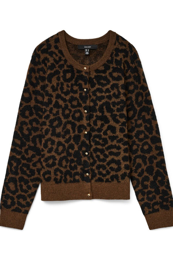 Vero Moda Curve Malha com estampa animal casaco de malha size Castanho