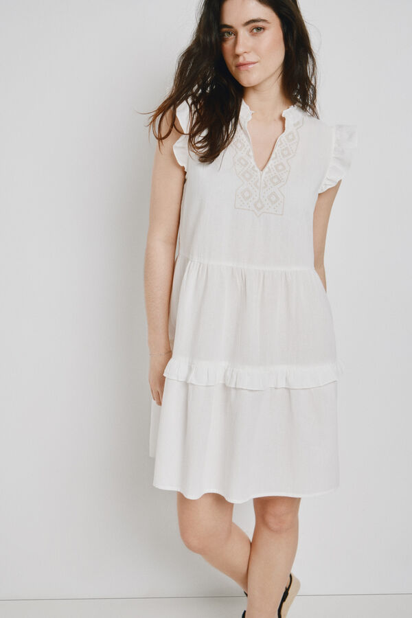 Vero Moda Vestido curto de algod&atilde;o Branco