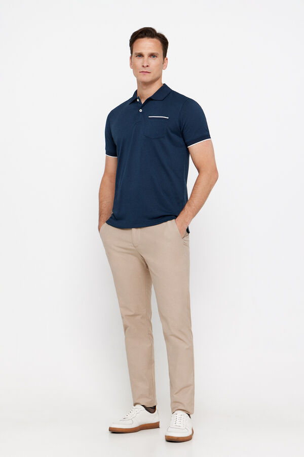 Cortefiel Coolmax® polo shirt with tipping Navy