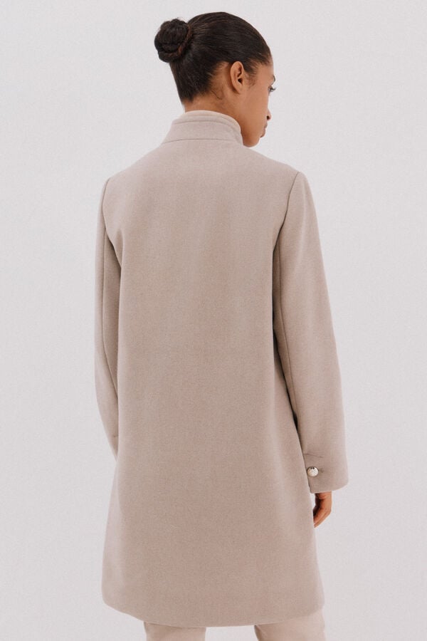 Cortefiel Double-breasted coat with gold buttons Nude