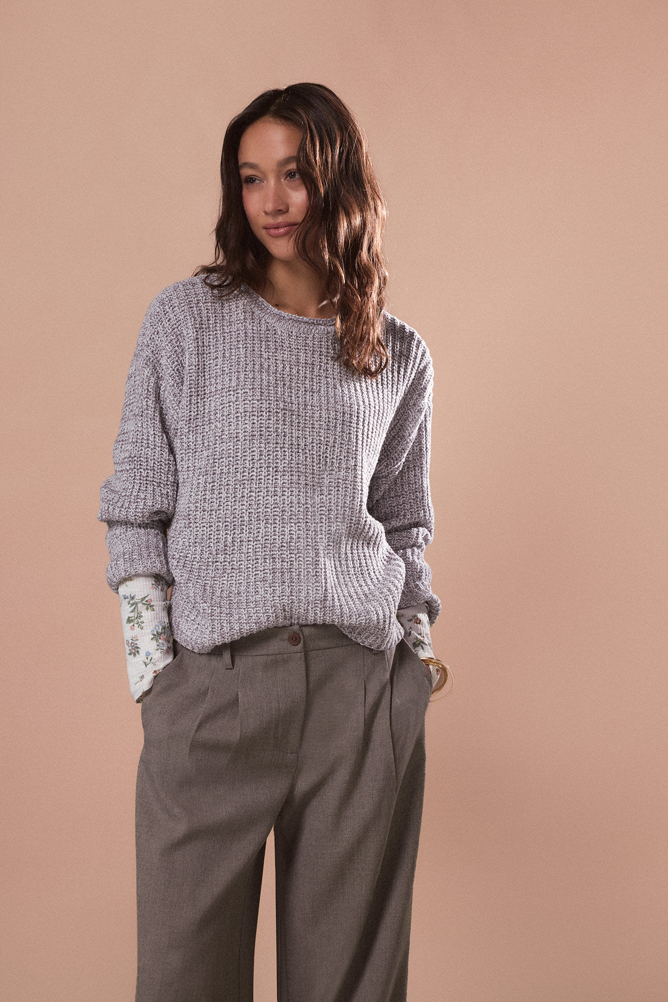 Cortefiel Jersey punto perlado Cinzento