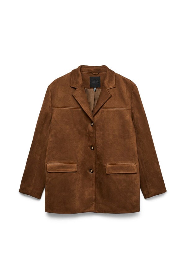 Vero Moda Casaco curta com efeito camurça Castanho
