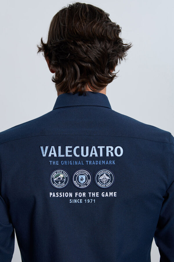 Valecuatro Camisa bordada azul marinho Azul