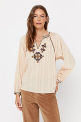 Cortefiel Sustainable embroidered blouse Beige