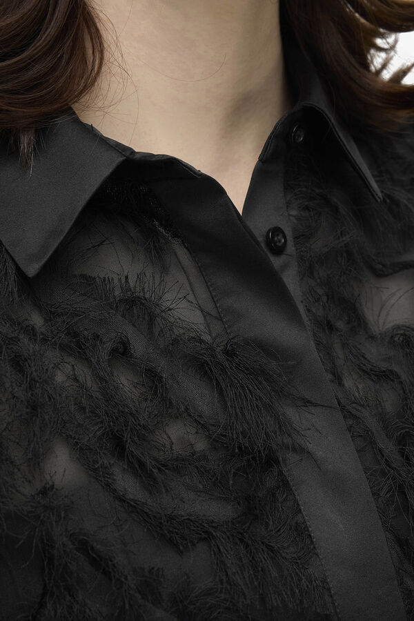 Selected Femme Fluffy long sleeve shirt. Black