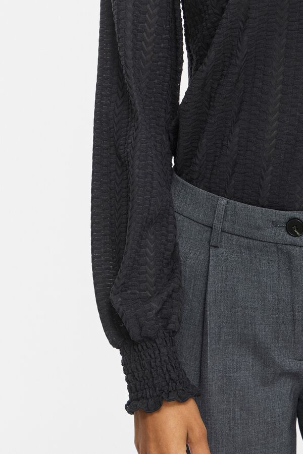 Vila High neck textured blouse Black