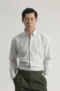 PuroEGO Camisa oxford listrada de algodão slim