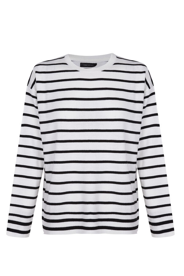 Cortefiel Two-tone striped jumper Ivory