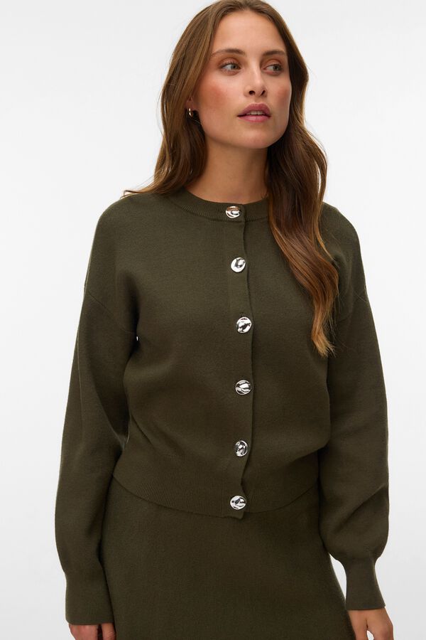 Vero Moda Casaco com bot&otilde;es prateados Verde