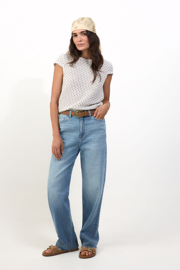 Slowlove Top manga corta crochet Impress&atilde;o