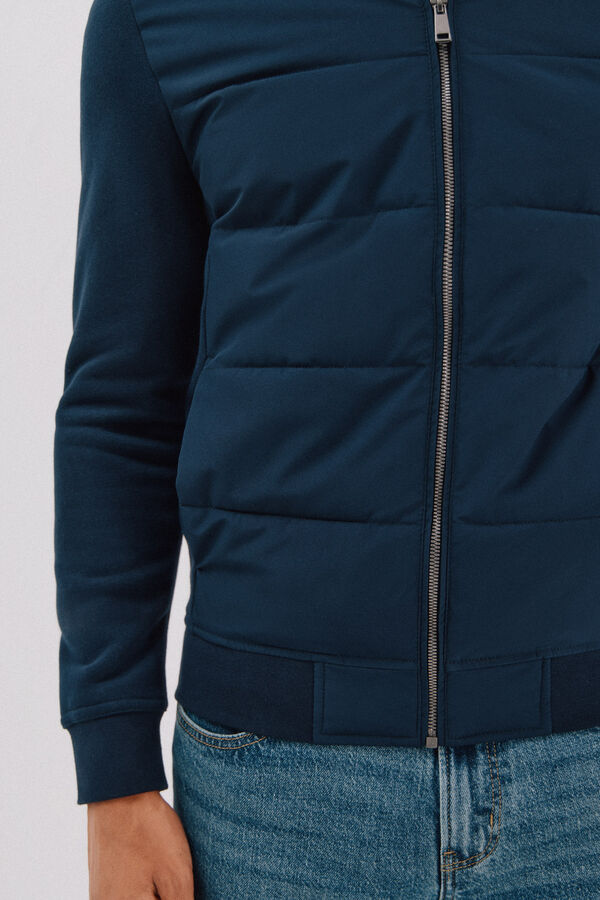 Cortefiel Cárdigan bomber tejido combinado Azul marino