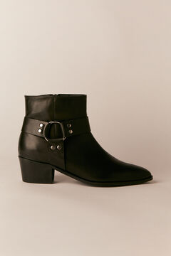 Cortefiel Leather cowboy ankle boot Black