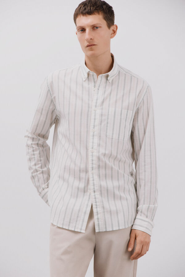 Cortefiel Striped shirt Green