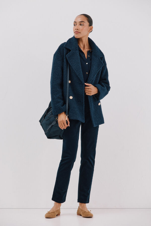 Cortefiel Short soft fabric coat Navy