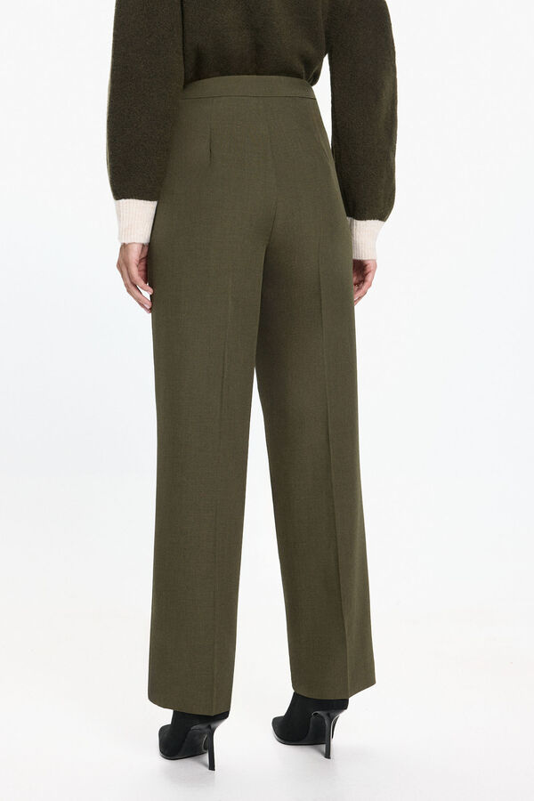 Vero Moda Calça comprida com detalhe de botão Verde