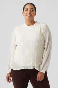 Cortefiel Plus size long-sleeved blouse  Grey