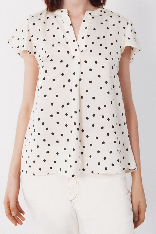 Cortefiel Blusa fluida manga com folho Multicolorido