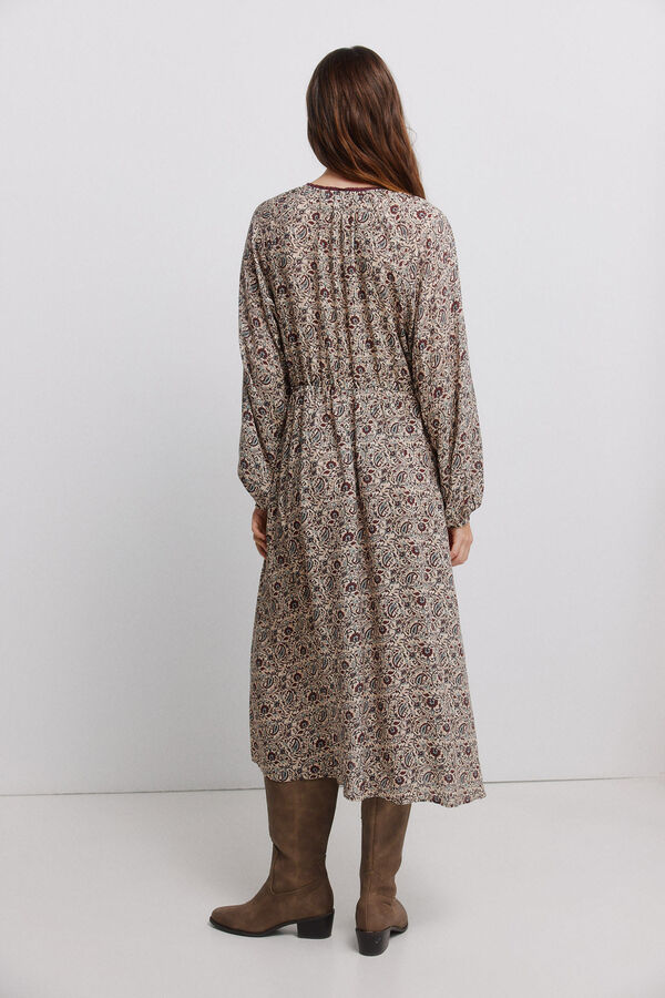 Vila Vestido midi estampado caxemira Tostado