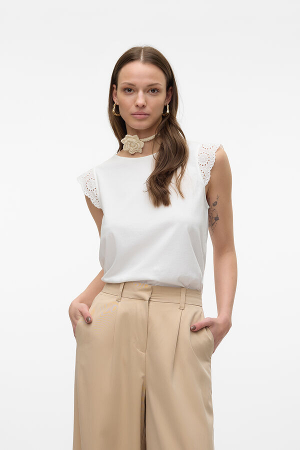 Vero Moda Top de algodão sem mangas  Branco