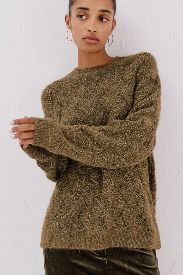 Cortefiel Jersey delantero lentejuelas. Green