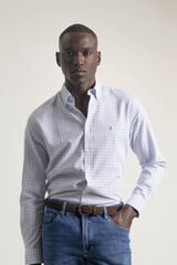 PuroEGO Camisa xadrez de algodão slim fit Azul