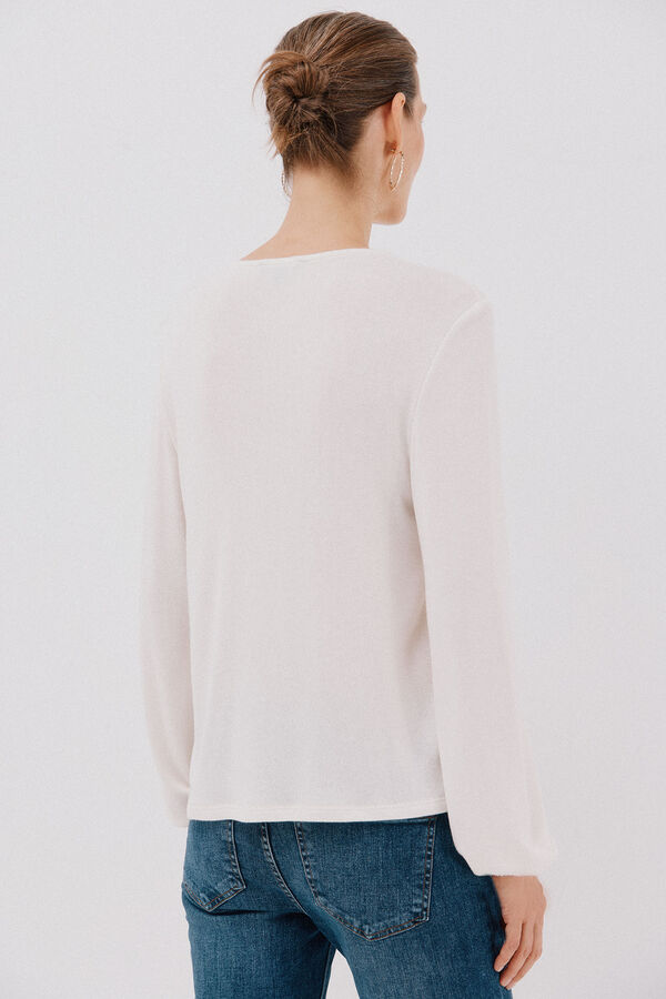 Cortefiel Top with neckline detail neckline Ivory