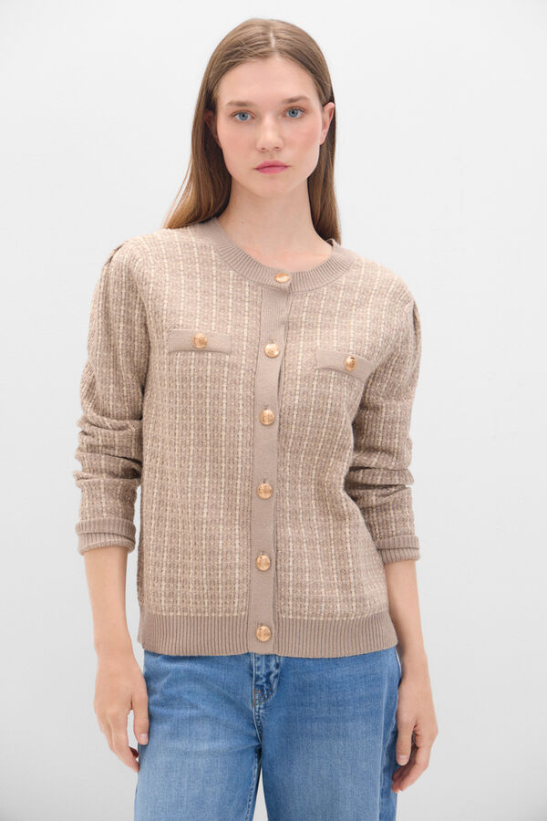 Cortefiel Chaqueta jacquard metalizado Beige