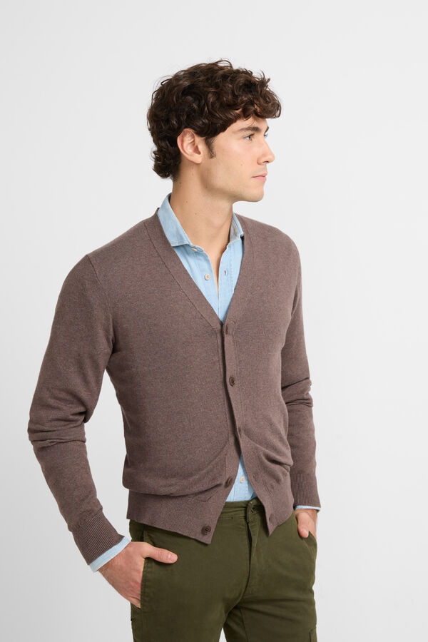 Silbon C&aacute;rdigan cl&aacute;sico liso Marr&oacute;n oscuro