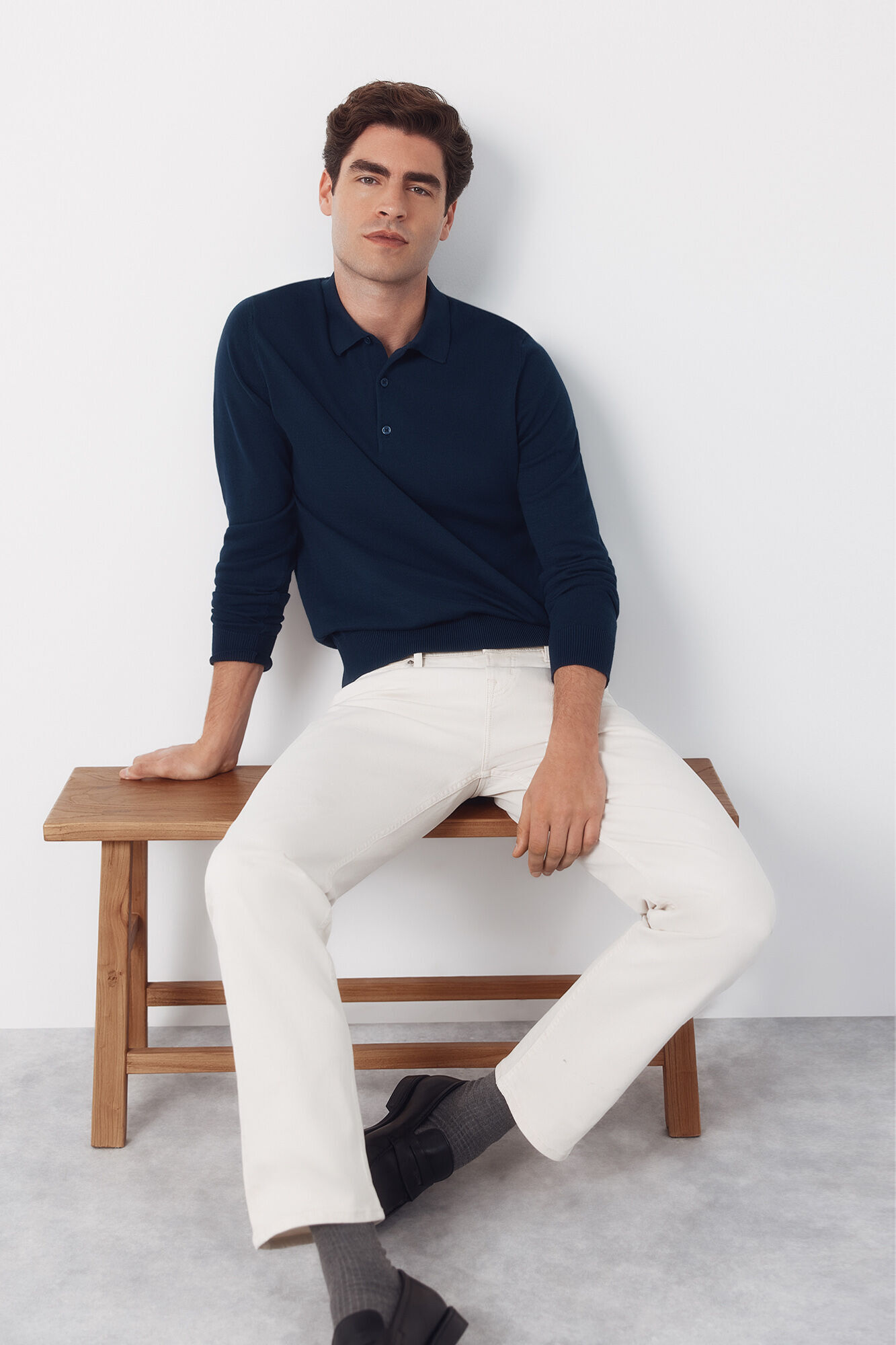 Cortefiel Long sleeve sleeve cotton polo shirt jersey