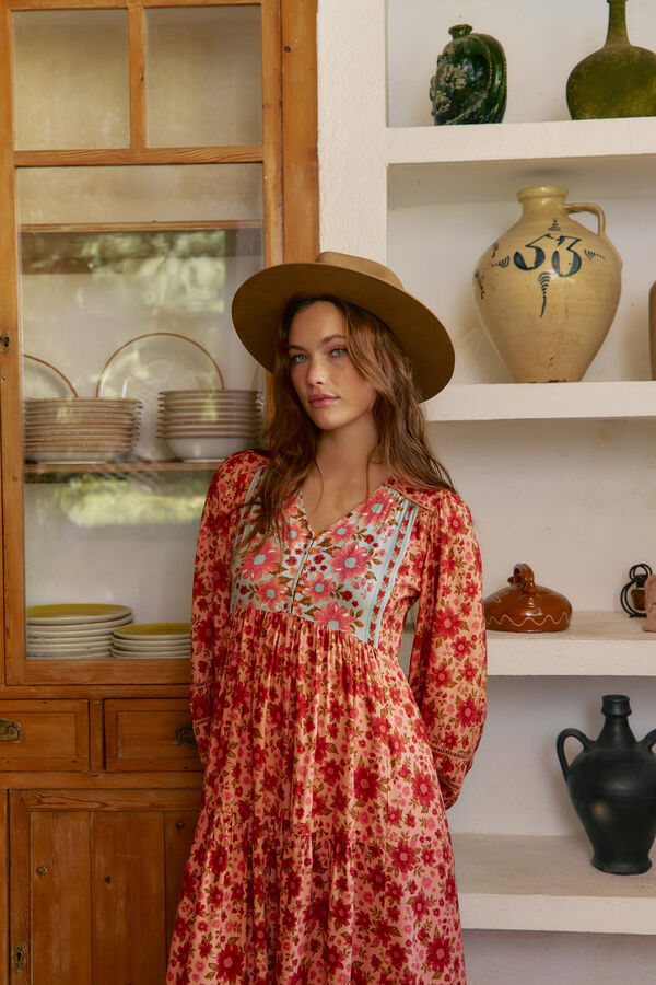 Jaase Vestido midi Eve estampado Lilliana Laranja