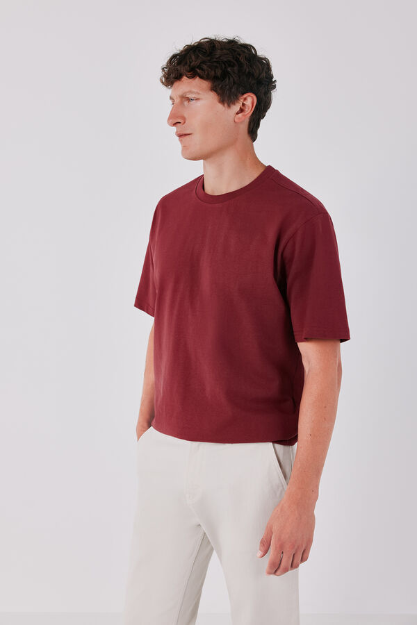 Cortefiel Basic T-shirt Maroon