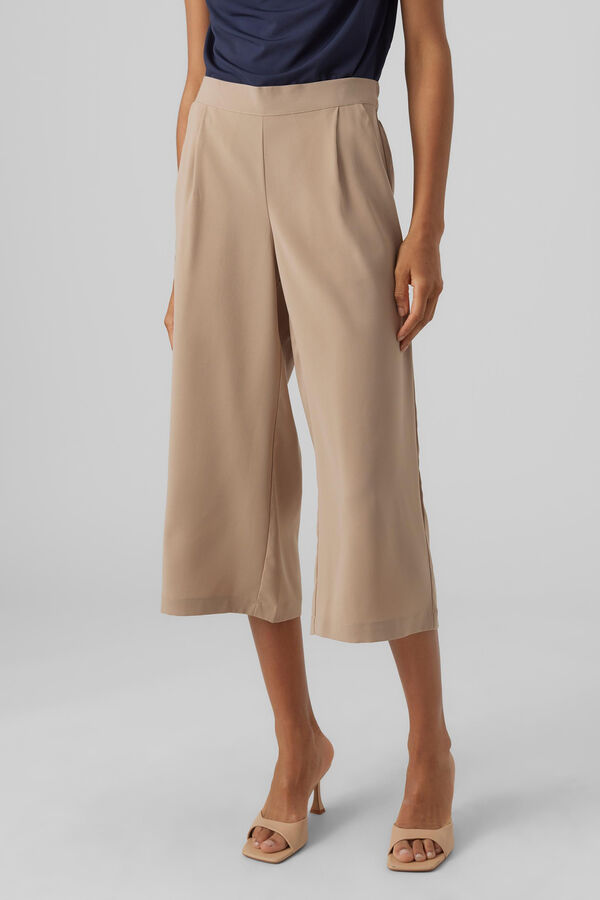 Cortefiel Culottes with elasticated waist Green