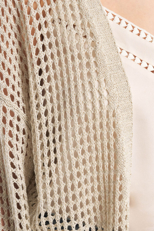 Molly Bracken Casaco de malha de mulher de manga comprida em malha rendada Cinzento