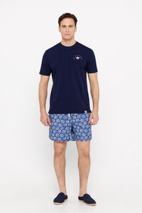 Cortefiel Coral print swim shorts Navy