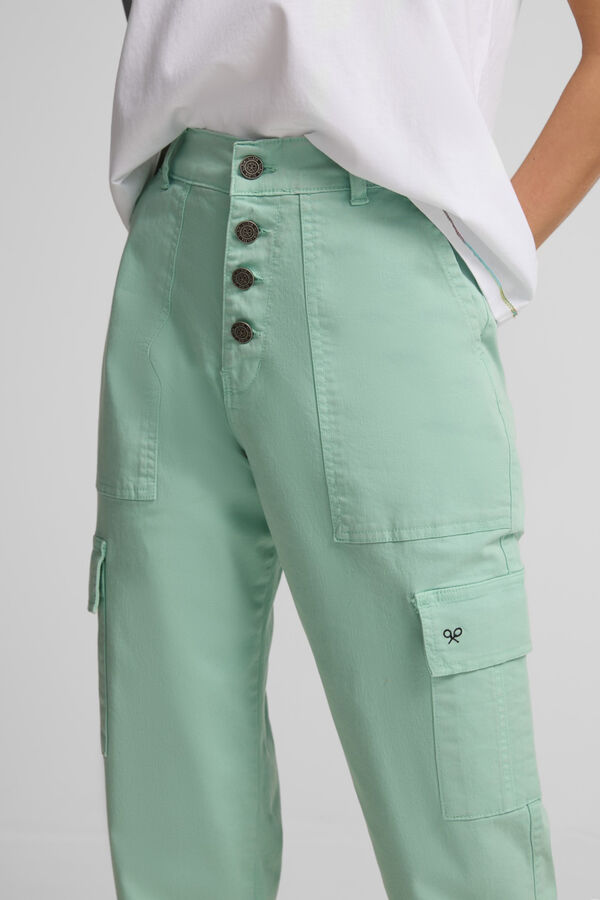 Silbon Calça cargo jeans Verde