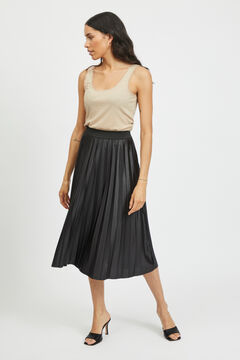Cortefiel Midi skirt with box pleats Black