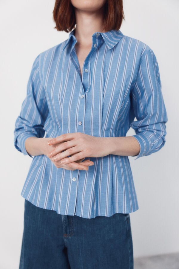 Cortefiel Fitted striped shirt Printed blue