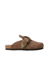 Genuins Tamanco de pele estilo cowboy com fivela Castanho
