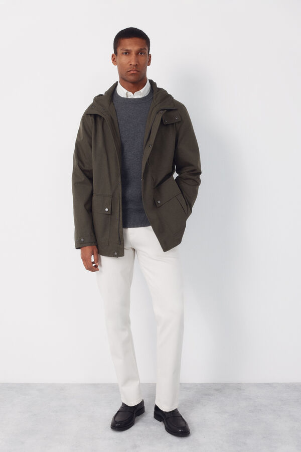 Cortefiel Short hooded parka Kaki