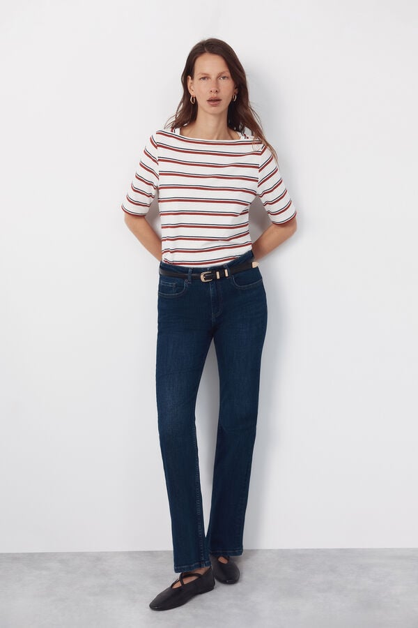 Cortefiel Boat neck t-shirt Ivory