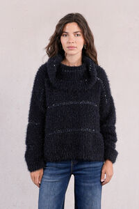 Molly Bracken Su&eacute;ter feminino estampado riscas de manga comprida