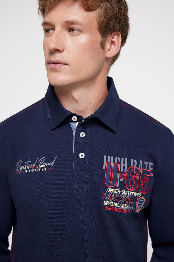 Privata Plain navy "privat 73" polo shirt Blue