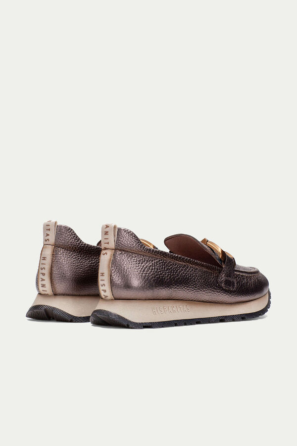 Hispanitas Mocassim esportivo KANSAS com detalhes metálicos Castanho